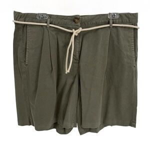 J Jill Twill Shorts Size 16 Cotton Stretch Green Classic Summer Belted NWT